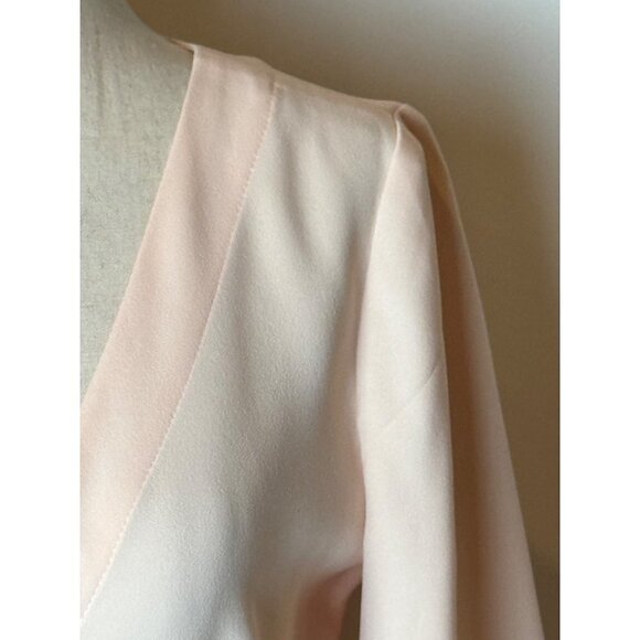 J. Crew Pale Pink Surplice V Neckline Puff Blouson Sleeve Peplum Blouse Size 0 - Picture 6 of 13